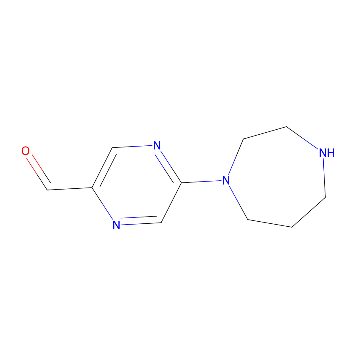 5-(1,4-Diazepan-1-yl)pyrazine-2-carbaldehyde molecular structure, CAS 2680689-47-6