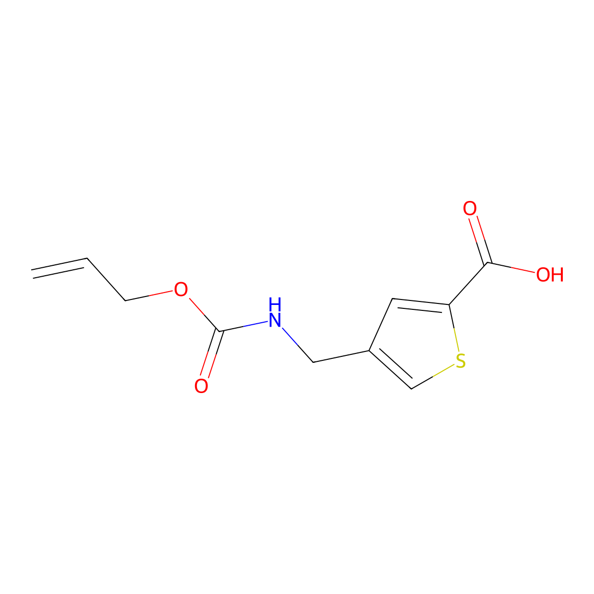 4-({[(Prop-2-en-1-yloxy)carbonyl]amino}methyl)thiophene-2-carboxylic acid molecular structure, CAS 2680689-55-6