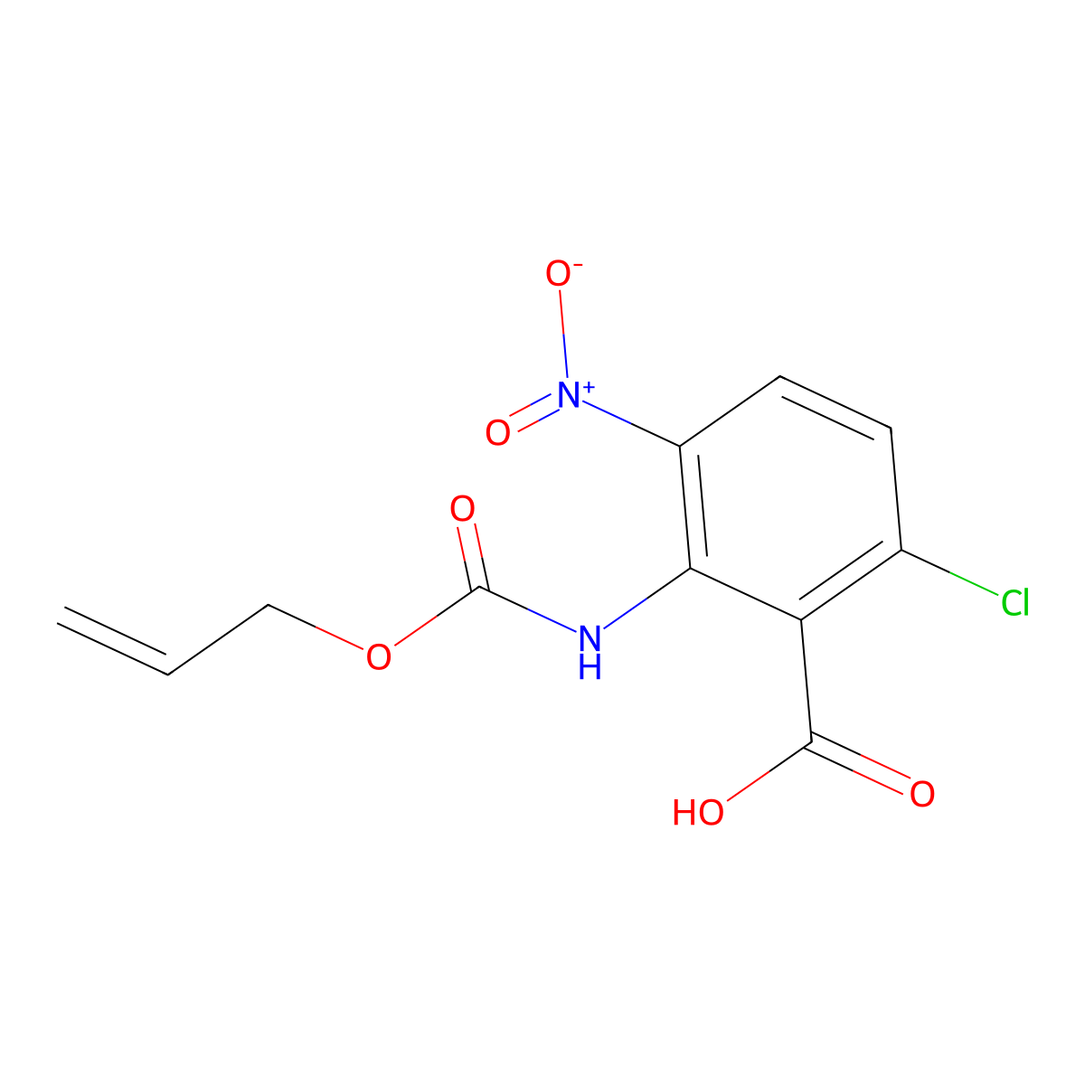 6-Chloro-3-nitro-2-{[(prop-2-en-1-yloxy)carbonyl]amino}benzoic acid molecular structure, CAS 2680689-60-3