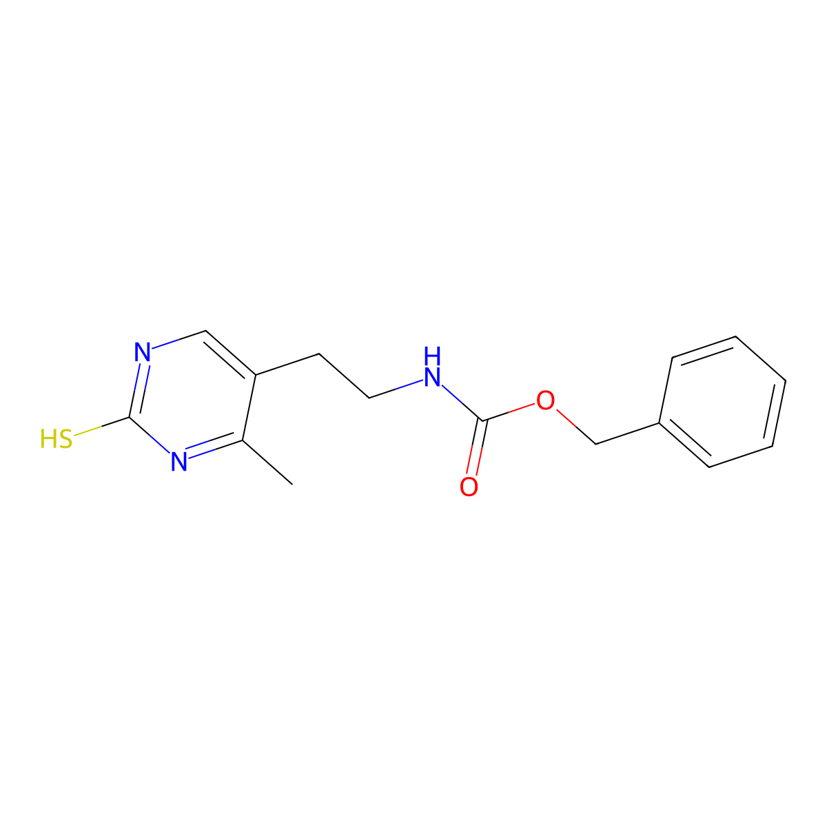 benzyl N-[2-(4-methyl-2-sulfanylpyrimidin-5-yl)ethyl]carbamate molecular structure, CAS 2680689-64-7