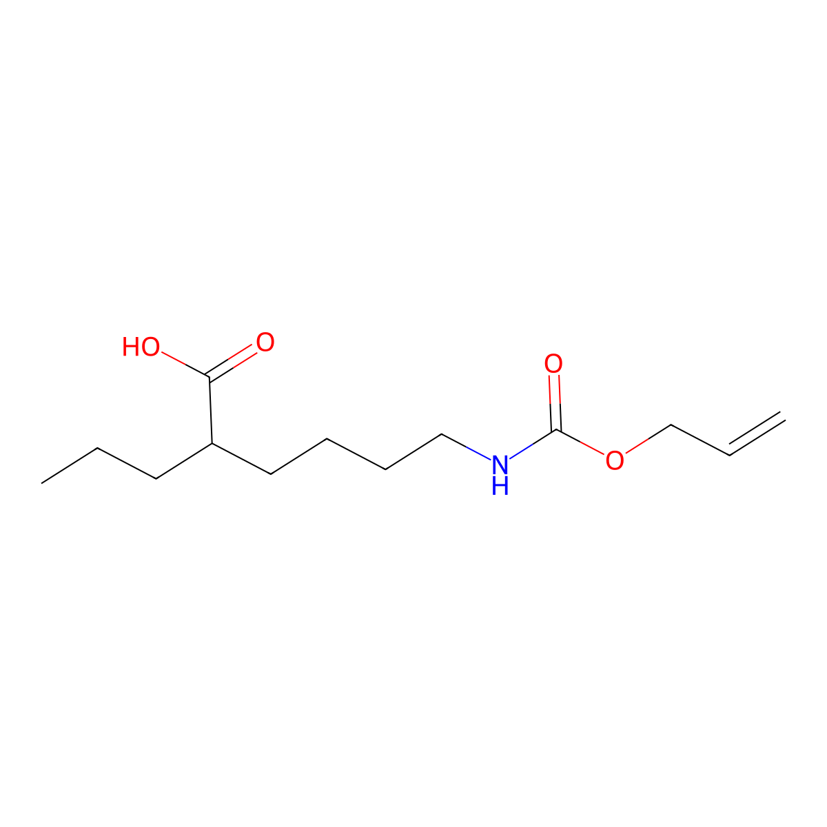 6-{[(Prop-2-en-1-yloxy)carbonyl]amino}-2-propylhexanoic acid molecular structure, CAS 2680689-69-2