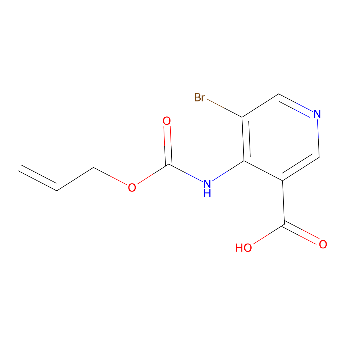 5-Bromo-4-{[(prop-2-en-1-yloxy)carbonyl]amino}pyridine-3-carboxylic acid molecular structure, CAS 2680689-70-5