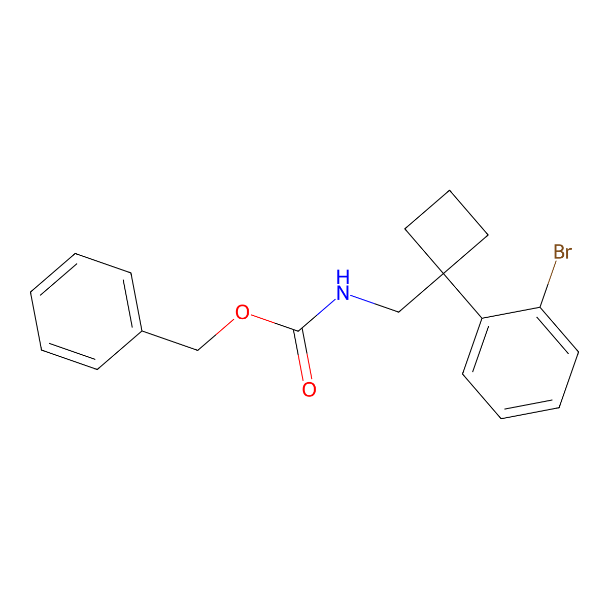 benzyl N-{[1-(2-bromophenyl)cyclobutyl]methyl}carbamate molecular structure, CAS 2680689-80-7