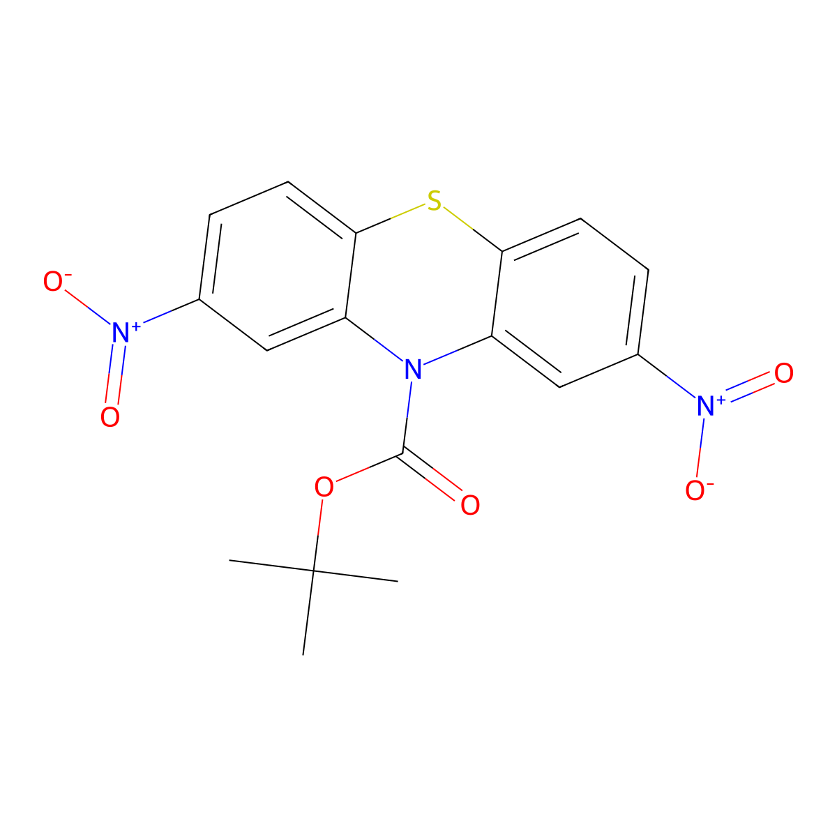 tert-butyl 2,8-dinitro-10H-phenothiazine-10-carboxylate molecular structure, CAS 2680689-84-1