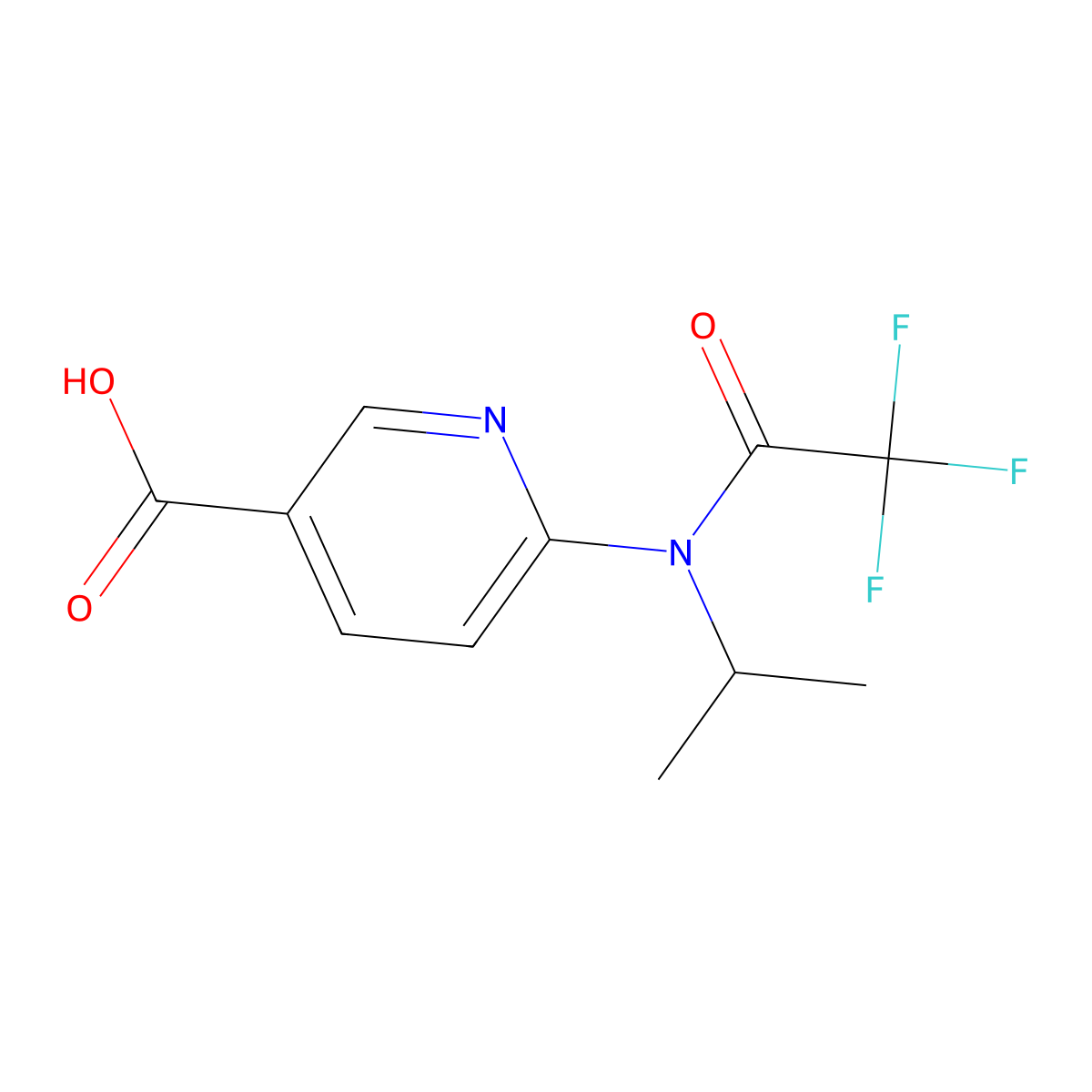 6-[2,2,2-trifluoro-N-(propan-2-yl)acetamido]pyridine-3-carboxylic acid molecular structure, CAS 2680689-92-1