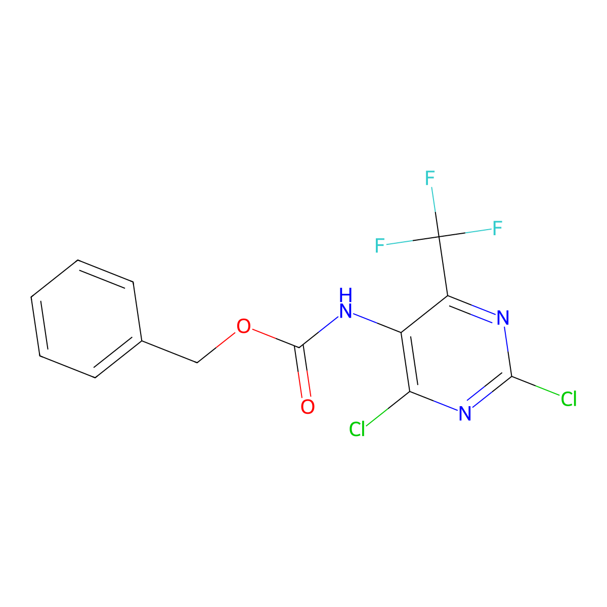 benzyl N-[2,4-dichloro-6-(trifluoromethyl)pyrimidin-5-yl]carbamate molecular structure, CAS 2680689-93-2