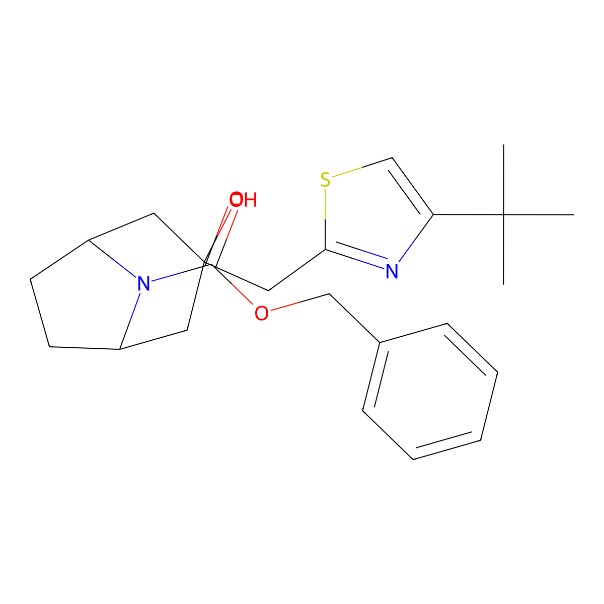 Benzyl 3-[(4-tert-butyl-1,3-thiazol-2-yl)methyl]-3-hydroxy-8-azabicyclo[3.2.1]octane-8-carboxylate molecular structure, CAS 2680689-94-3