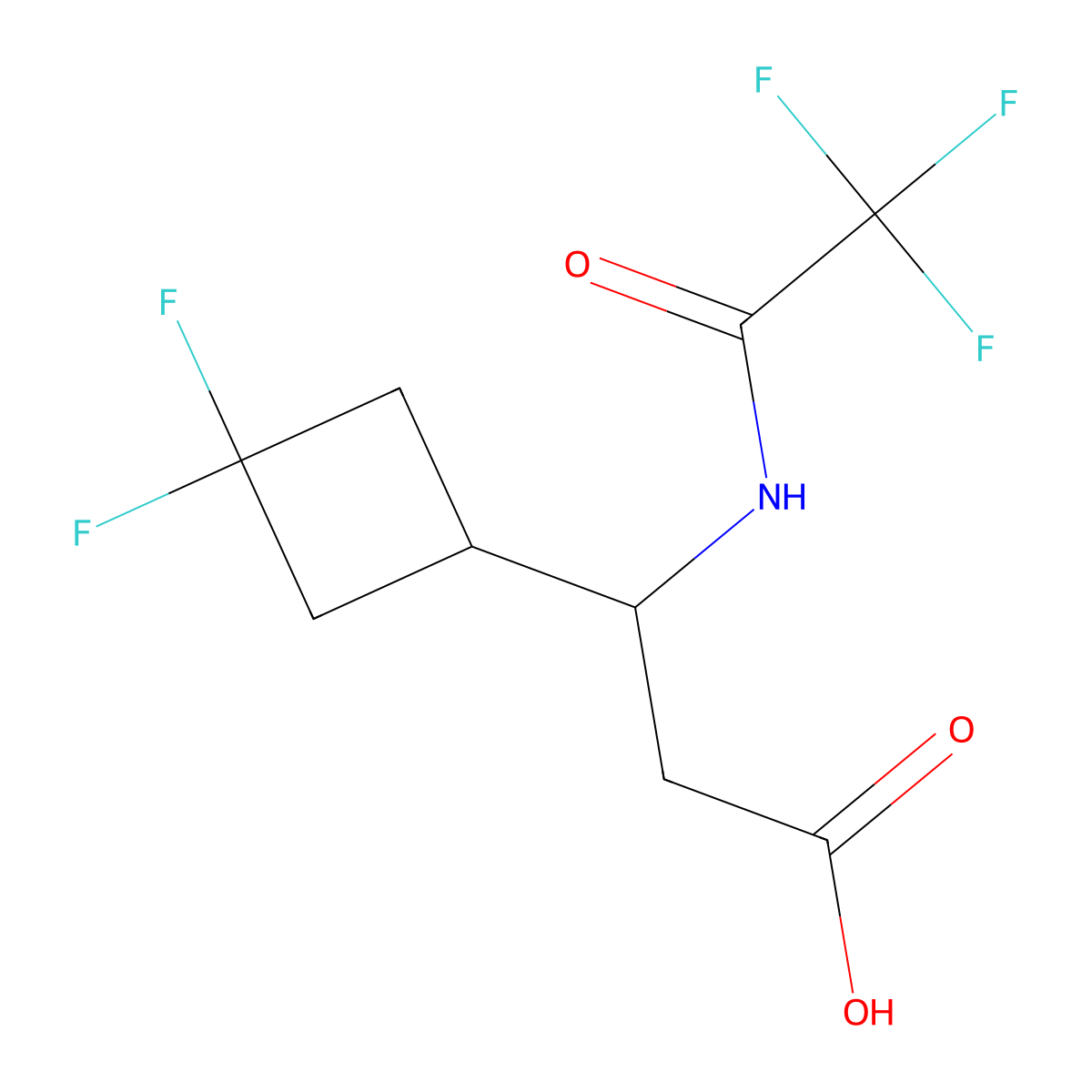 3-(3,3-Difluorocyclobutyl)-3-(2,2,2-trifluoroacetamido)propanoic acid molecular structure, CAS 2680690-02-0