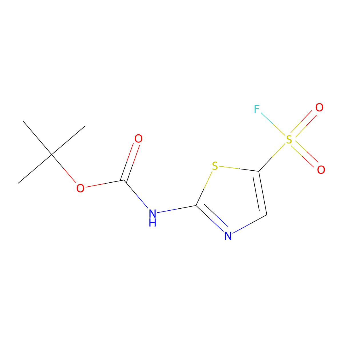 tert-butyl N-[5-(fluorosulfonyl)-1,3-thiazol-2-yl]carbamate molecular structure, CAS 2680690-07-5