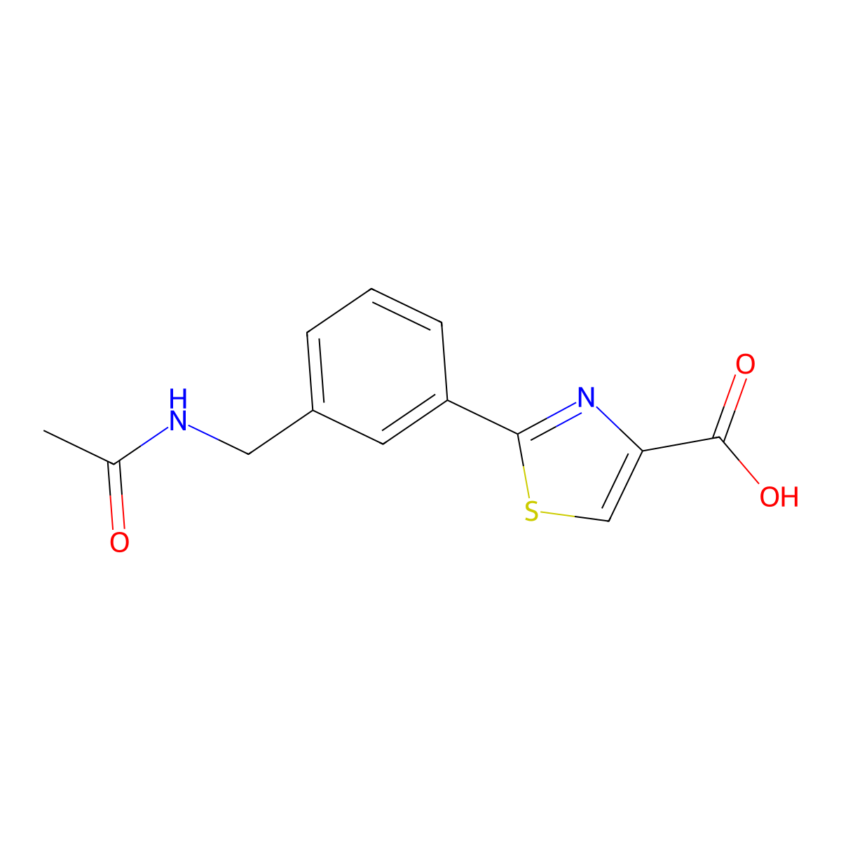 2-[3-(Acetamidomethyl)phenyl]-1,3-thiazole-4-carboxylic acid molecular structure, CAS 2680690-09-7