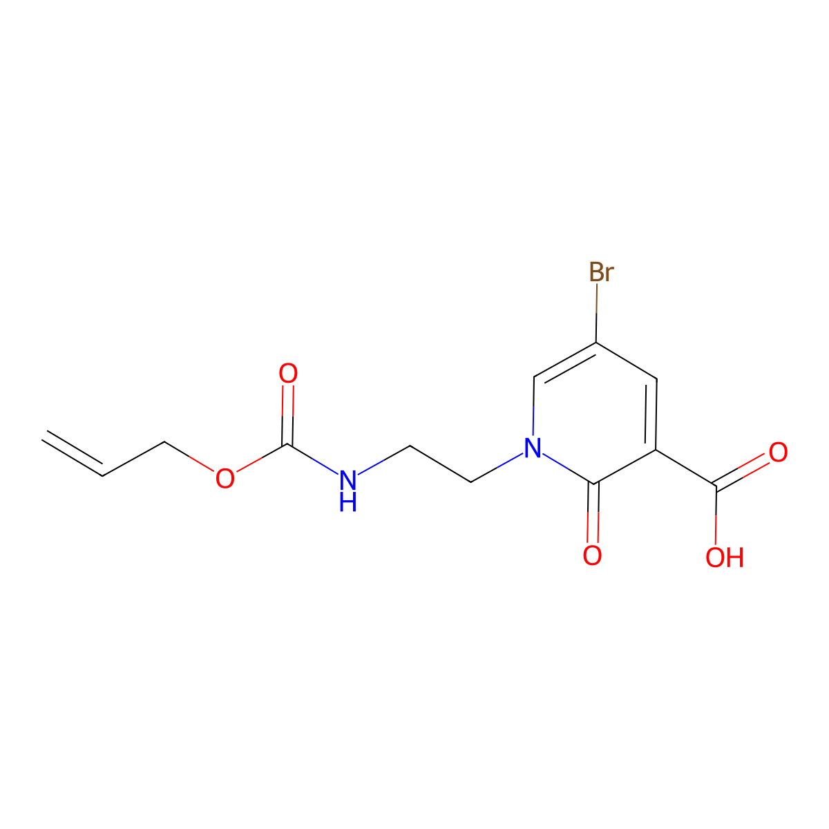 5-Bromo-2-oxo-1-(2-{[(prop-2-en-1-yloxy)carbonyl]amino}ethyl)-1,2-dihydropyridine-3-carboxylic acid molecular structure, CAS 2680690-10-0