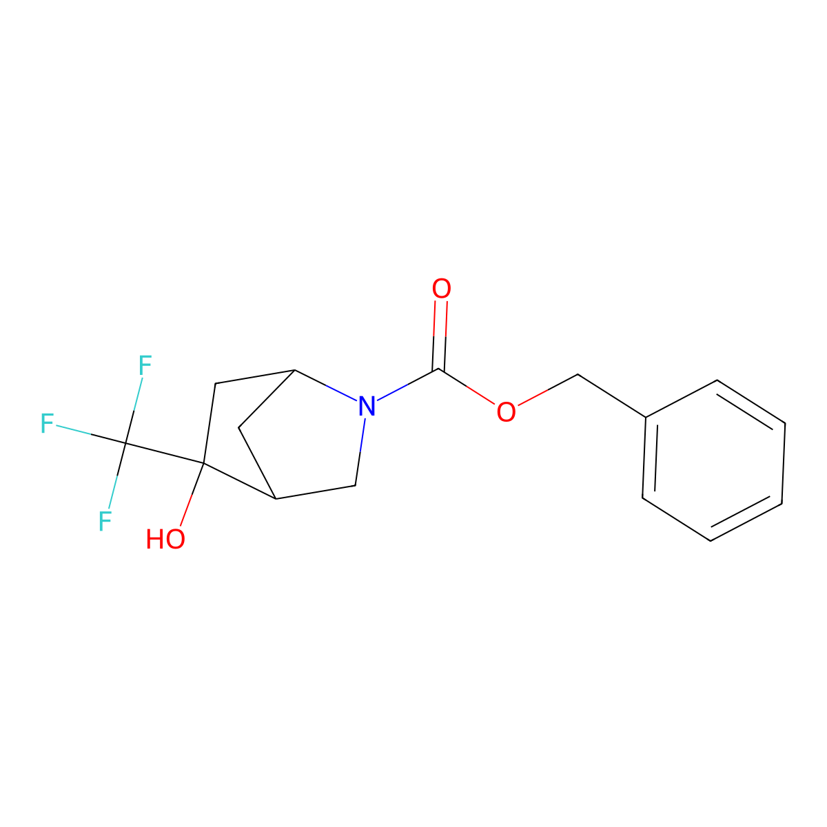 Benzyl 5-hydroxy-5-(trifluoromethyl)-2-azabicyclo[2.2.1]heptane-2-carboxylate molecular structure, CAS 2680690-13-3