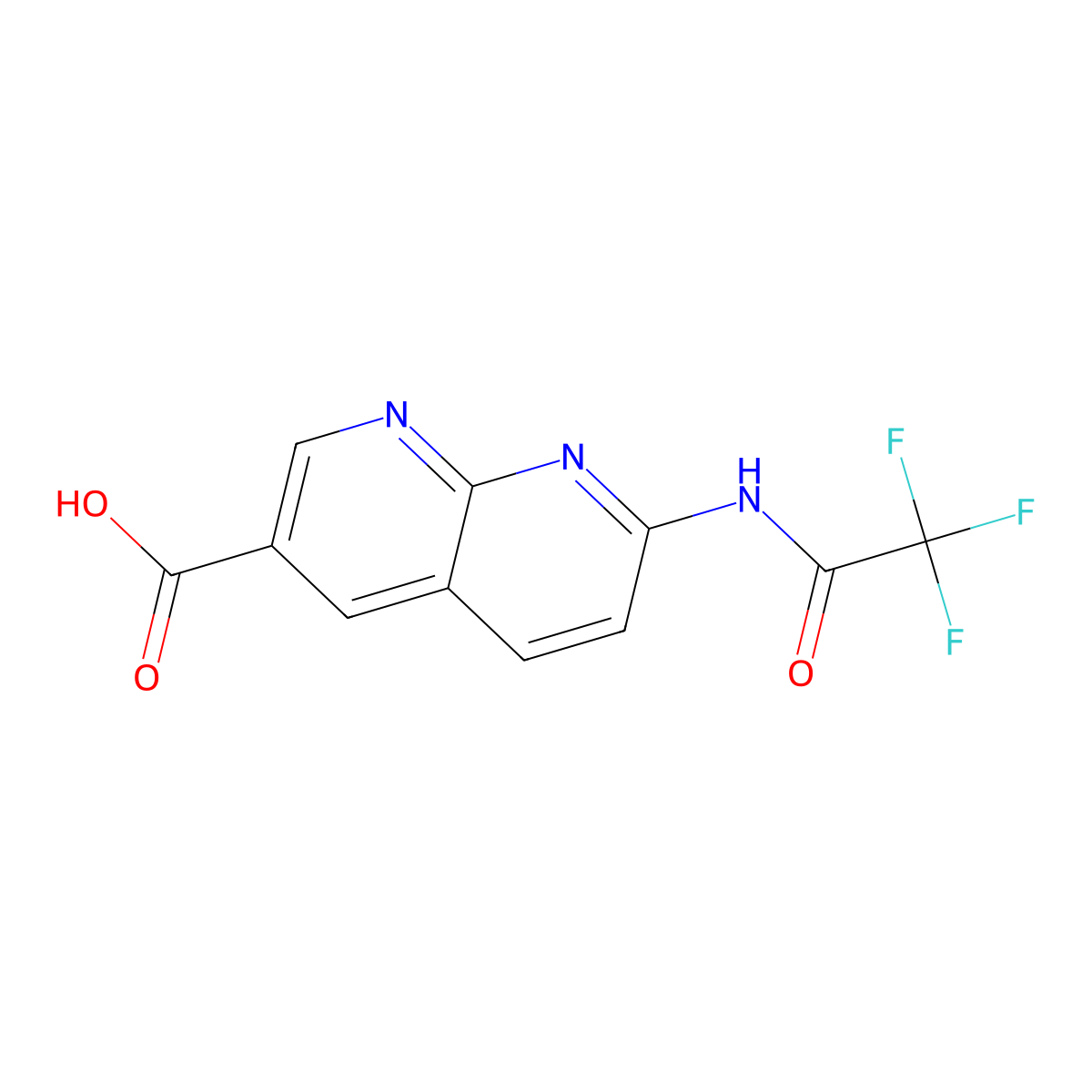 7-(2,2,2-Trifluoroacetamido)-1,8-naphthyridine-3-carboxylic acid molecular structure, CAS 2680690-17-7