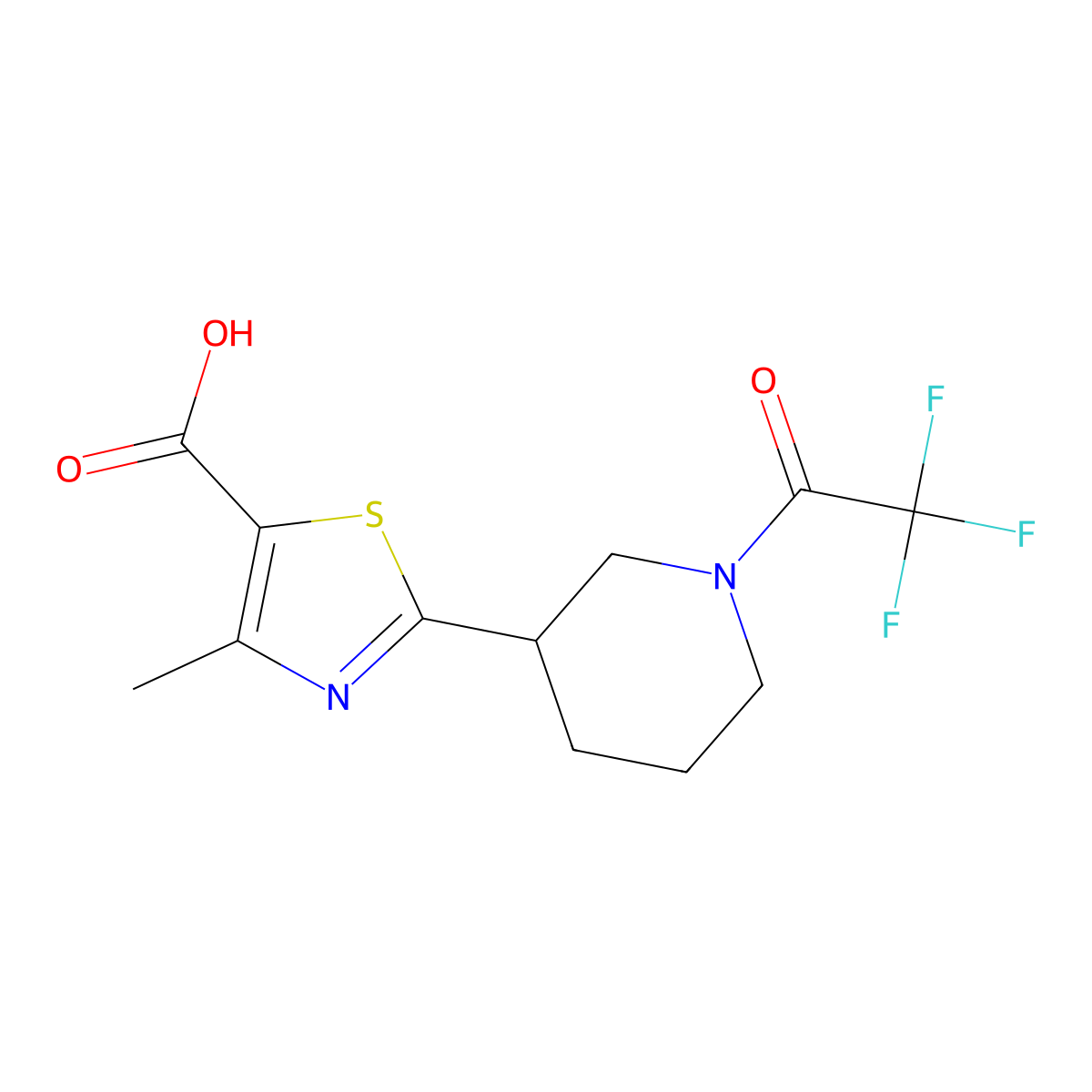 4-Methyl-2-[1-(2,2,2-trifluoroacetyl)piperidin-3-yl]-1,3-thiazole-5-carboxylic acid molecular structure, CAS 2680690-20-2