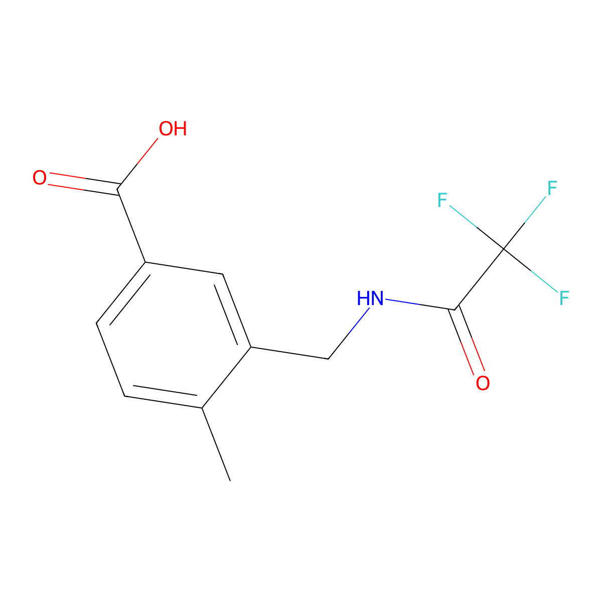 4-Methyl-3-[(2,2,2-trifluoroacetamido)methyl]benzoic acid molecular structure, CAS 2680690-21-3