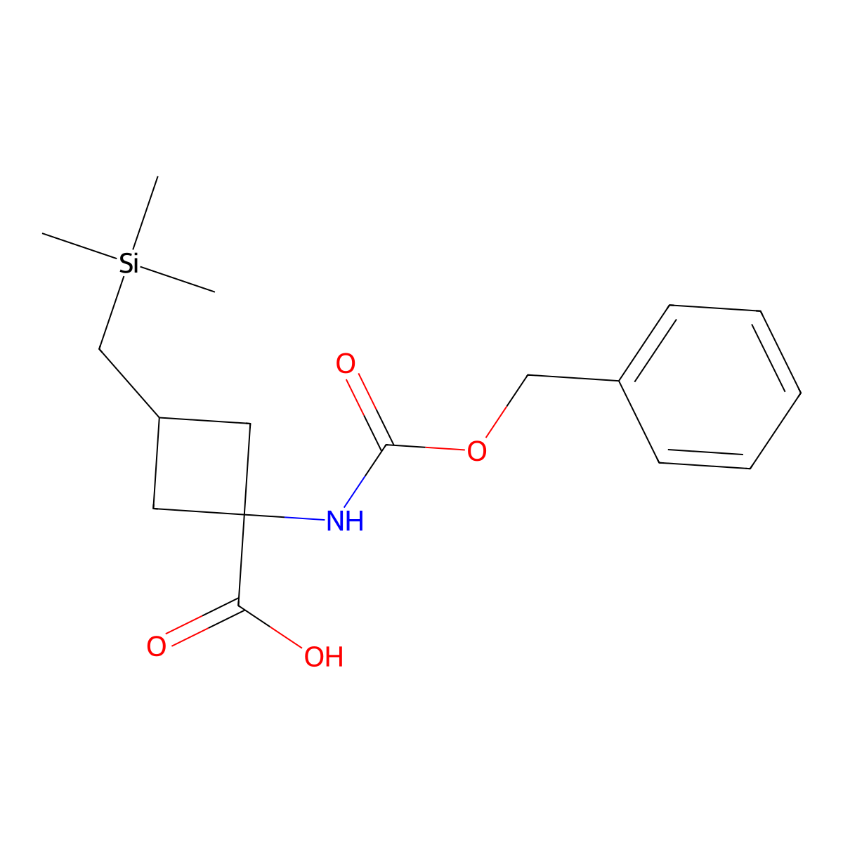 1-{[(Benzyloxy)carbonyl]amino}-3-[(trimethylsilyl)methyl]cyclobutane-1-carboxylic acid molecular structure, CAS 2680690-27-9