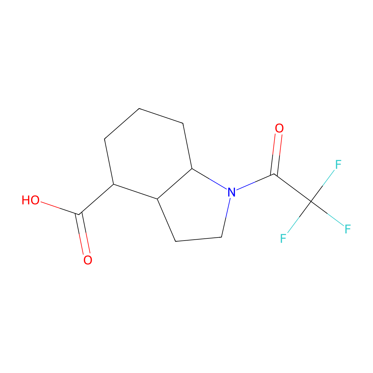 1-(trifluoroacetyl)-octahydro-1H-indole-4-carboxylic acid molecular structure, CAS 2680691-07-8