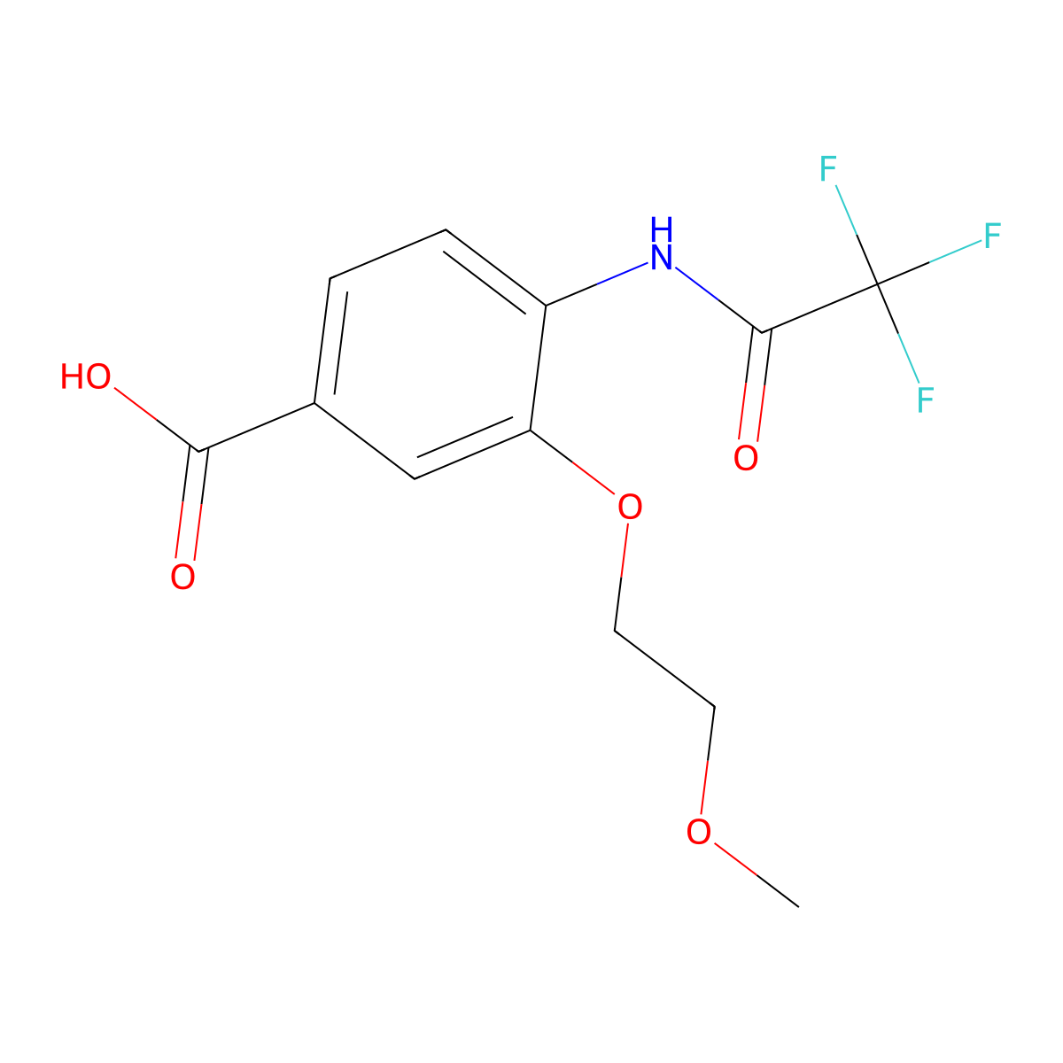 3-(2-Methoxyethoxy)-4-(2,2,2-trifluoroacetamido)benzoic acid molecular structure, CAS 2680691-09-0