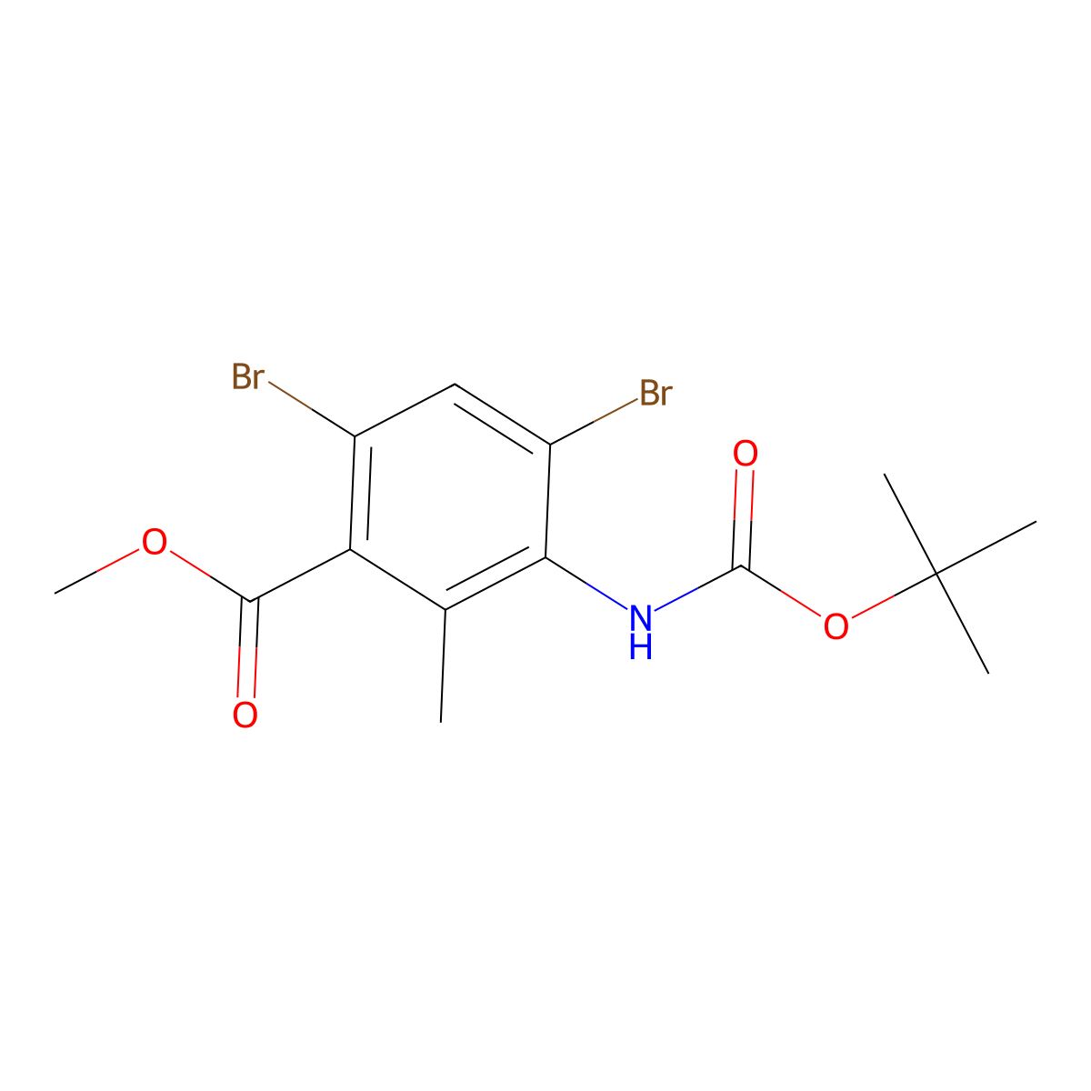 Methyl 4,6-dibromo-3-{[(tert-butoxy)carbonyl]amino}-2-methylbenzoate molecular structure, CAS 2680691-13-6
