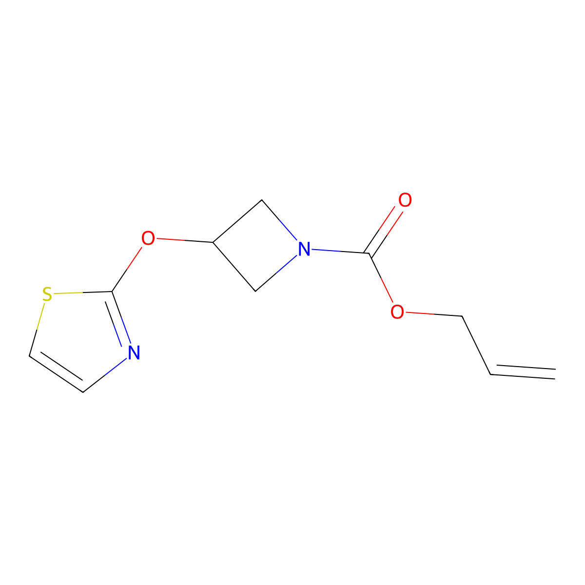 Prop-2-en-1-yl 3-(1,3-thiazol-2-yloxy)azetidine-1-carboxylate molecular structure, CAS 2680691-14-7