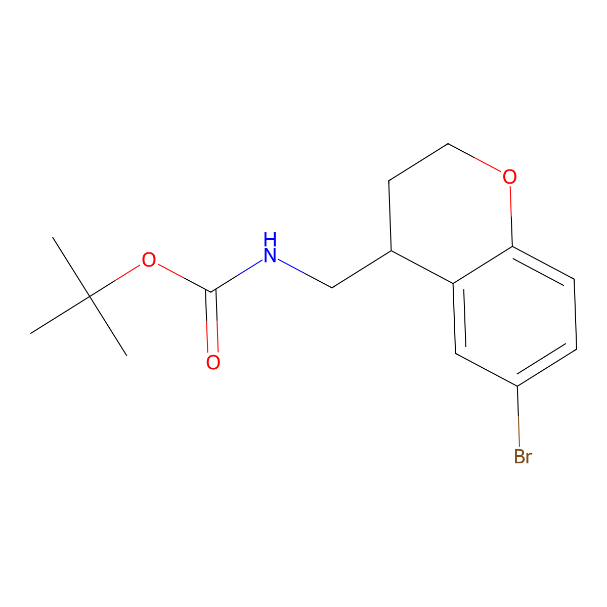 tert-butyl N-[(6-bromo-3,4-dihydro-2H-1-benzopyran-4-yl)methyl]carbamate molecular structure, CAS 2680691-31-8