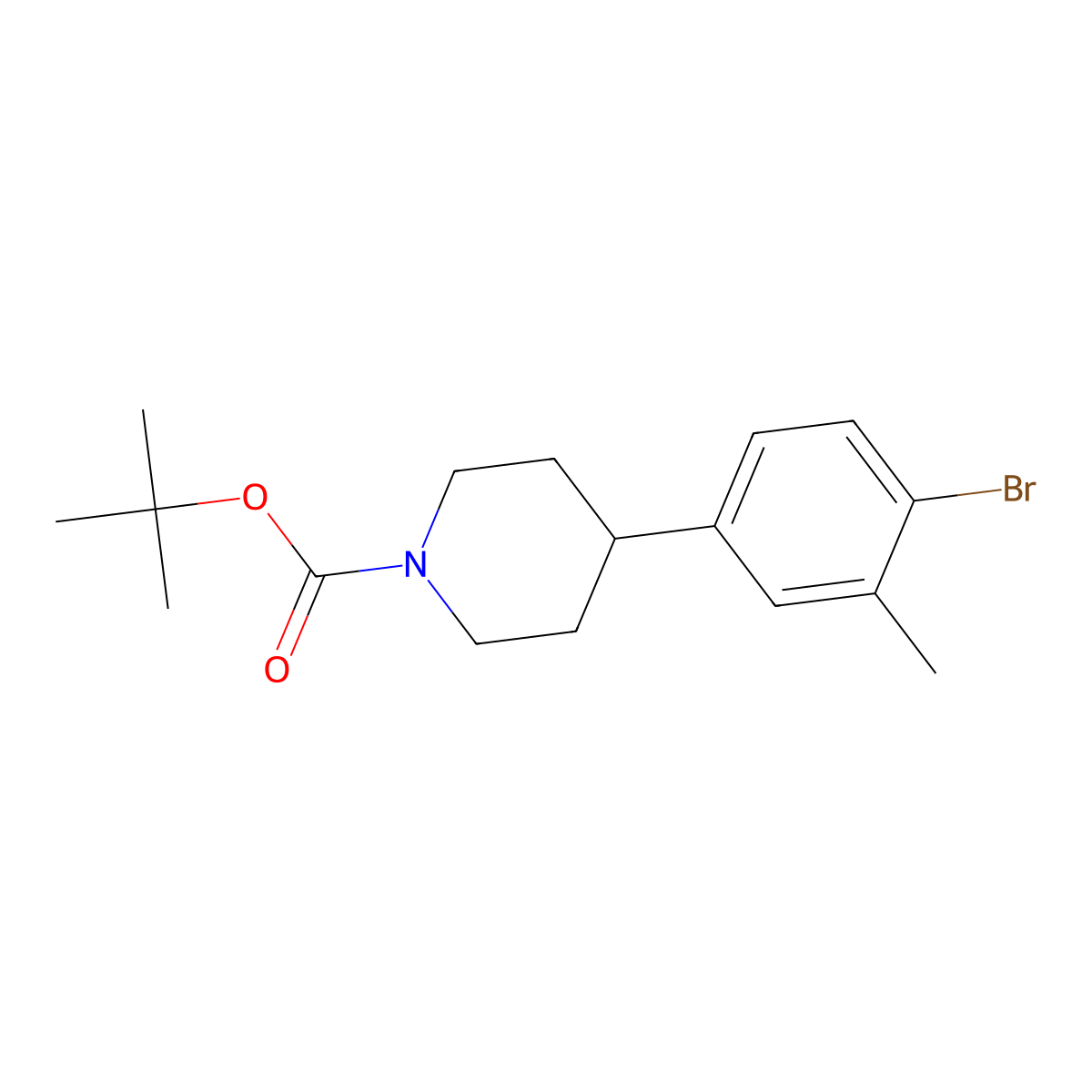 Tert-butyl 4-(4-bromo-3-methylphenyl)piperidine-1-carboxylate molecular structure, CAS 2680691-41-0