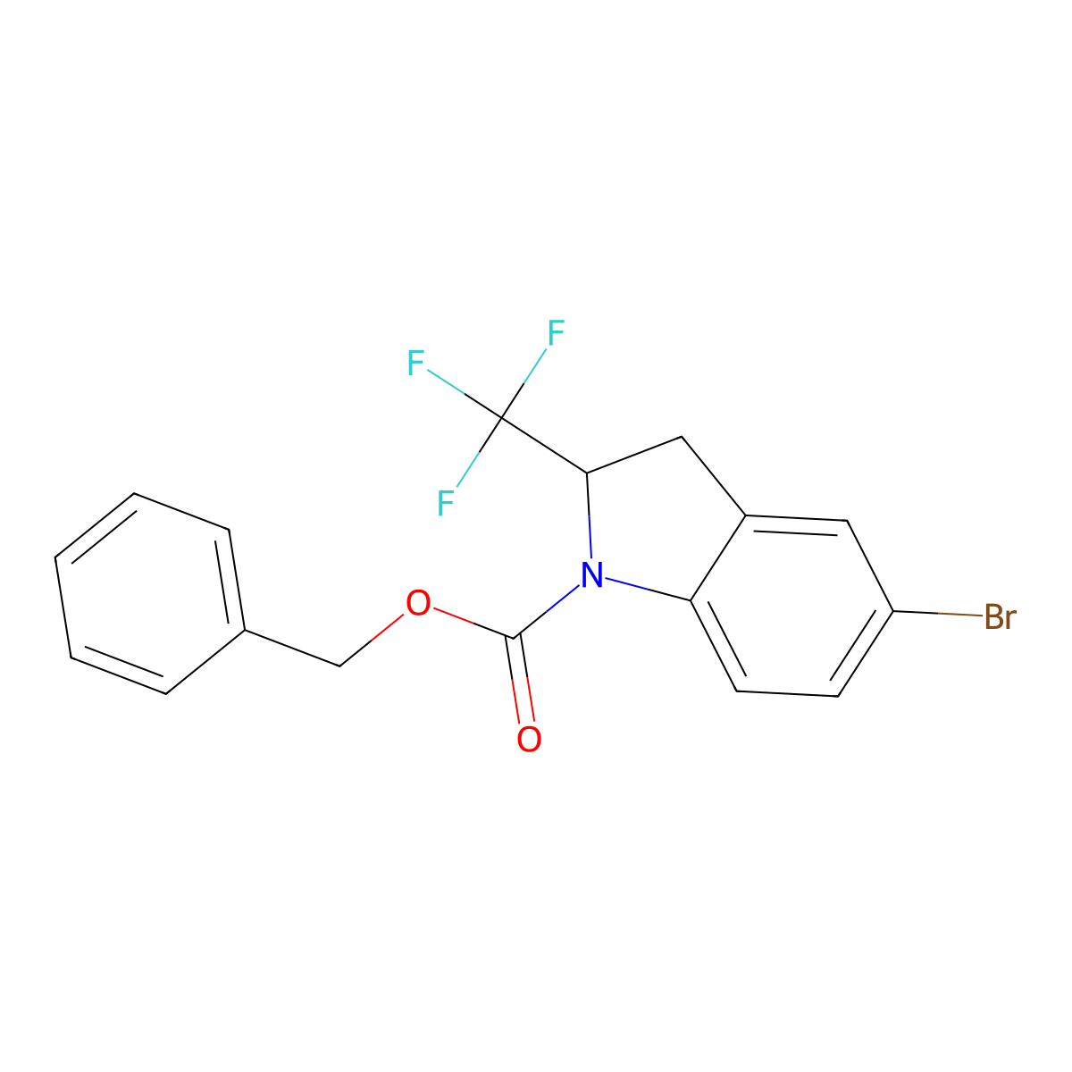 benzyl 5-bromo-2-(trifluoromethyl)-2,3-dihydro-1H-indole-1-carboxylate molecular structure, CAS 2680691-44-3