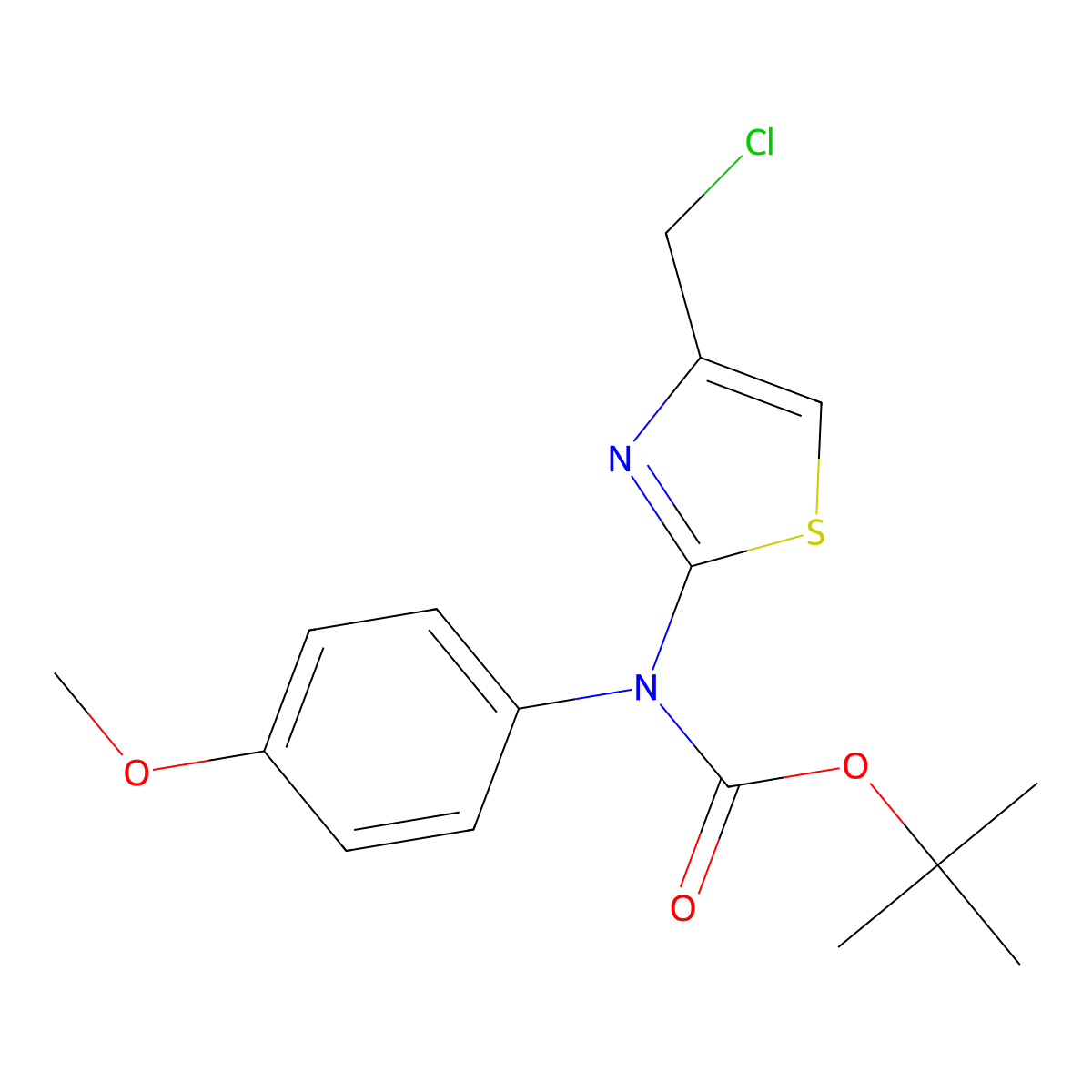 tert-butyl N-[4-(chloromethyl)-1,3-thiazol-2-yl]-N-(4-methoxyphenyl)carbamate molecular structure, CAS 2680691-46-5