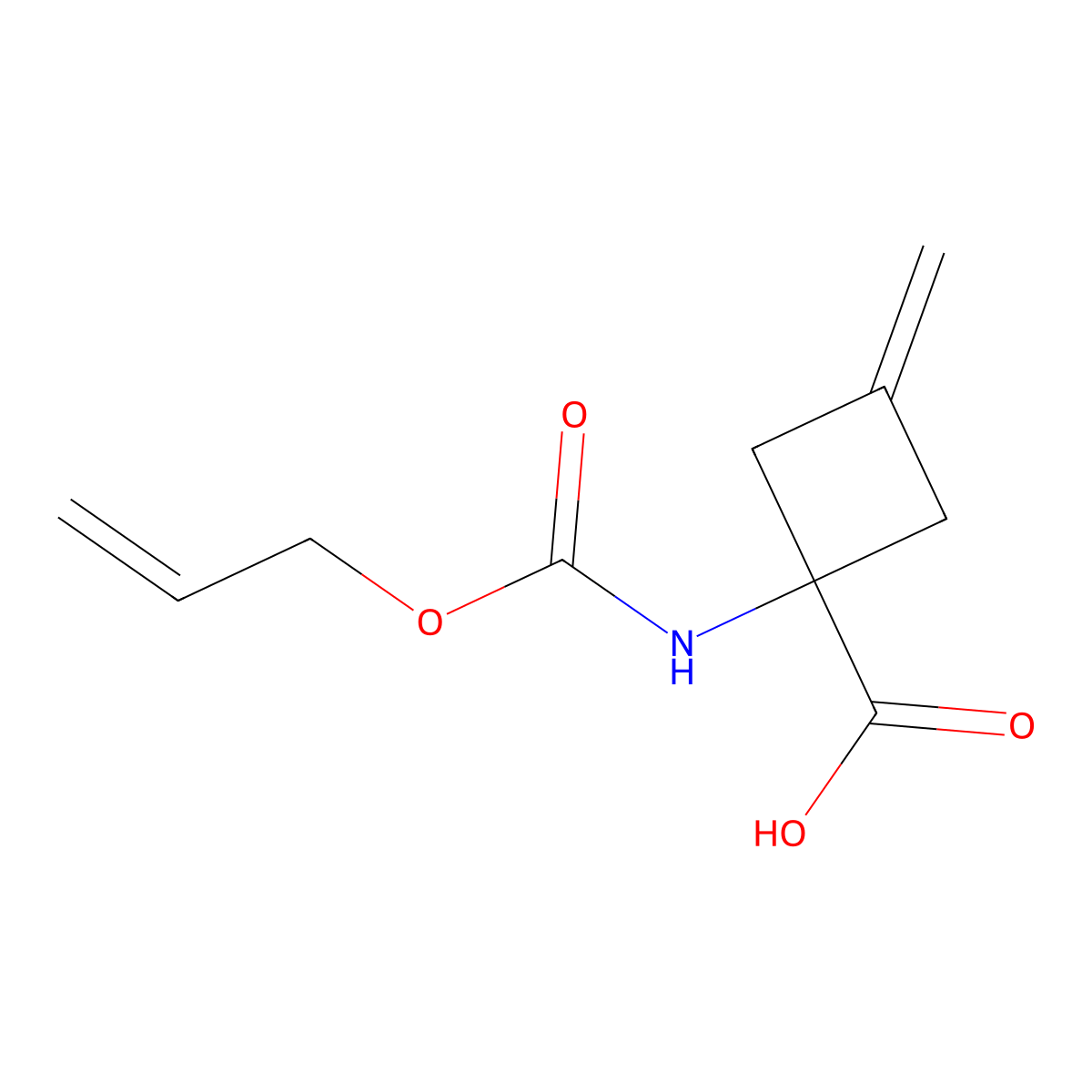 3-Methylidene-1-{[(prop-2-en-1-yloxy)carbonyl]amino}cyclobutane-1-carboxylic acid molecular structure, CAS 2680691-52-3