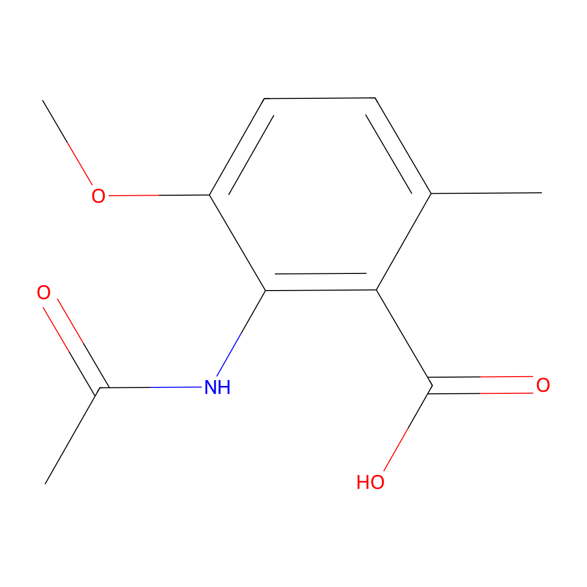 2-Acetamido-3-methoxy-6-methylbenzoic acid molecular structure, CAS 2680691-57-8