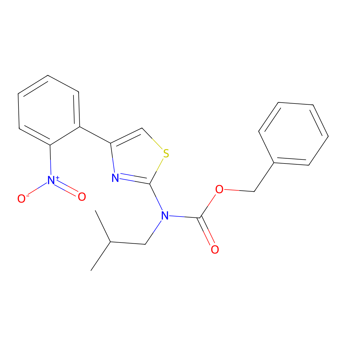 benzyl N-(2-methylpropyl)-N-[4-(2-nitrophenyl)-1,3-thiazol-2-yl]carbamate molecular structure, CAS 2680691-63-6