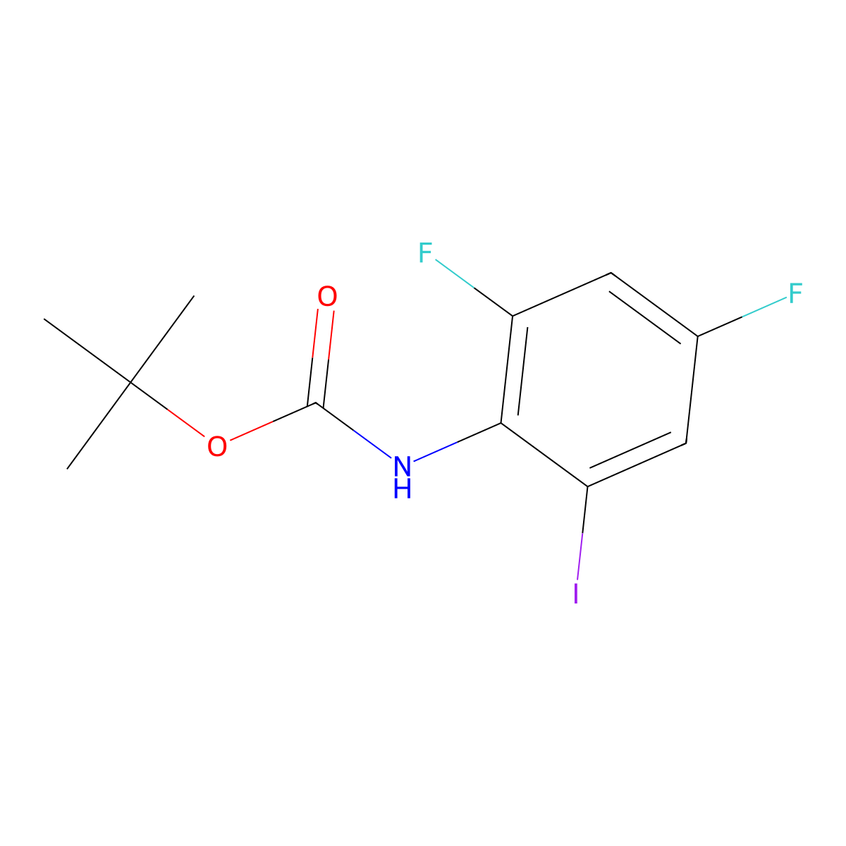 tert-butyl N-(2,4-difluoro-6-iodophenyl)carbamate molecular structure, CAS 2680691-64-7