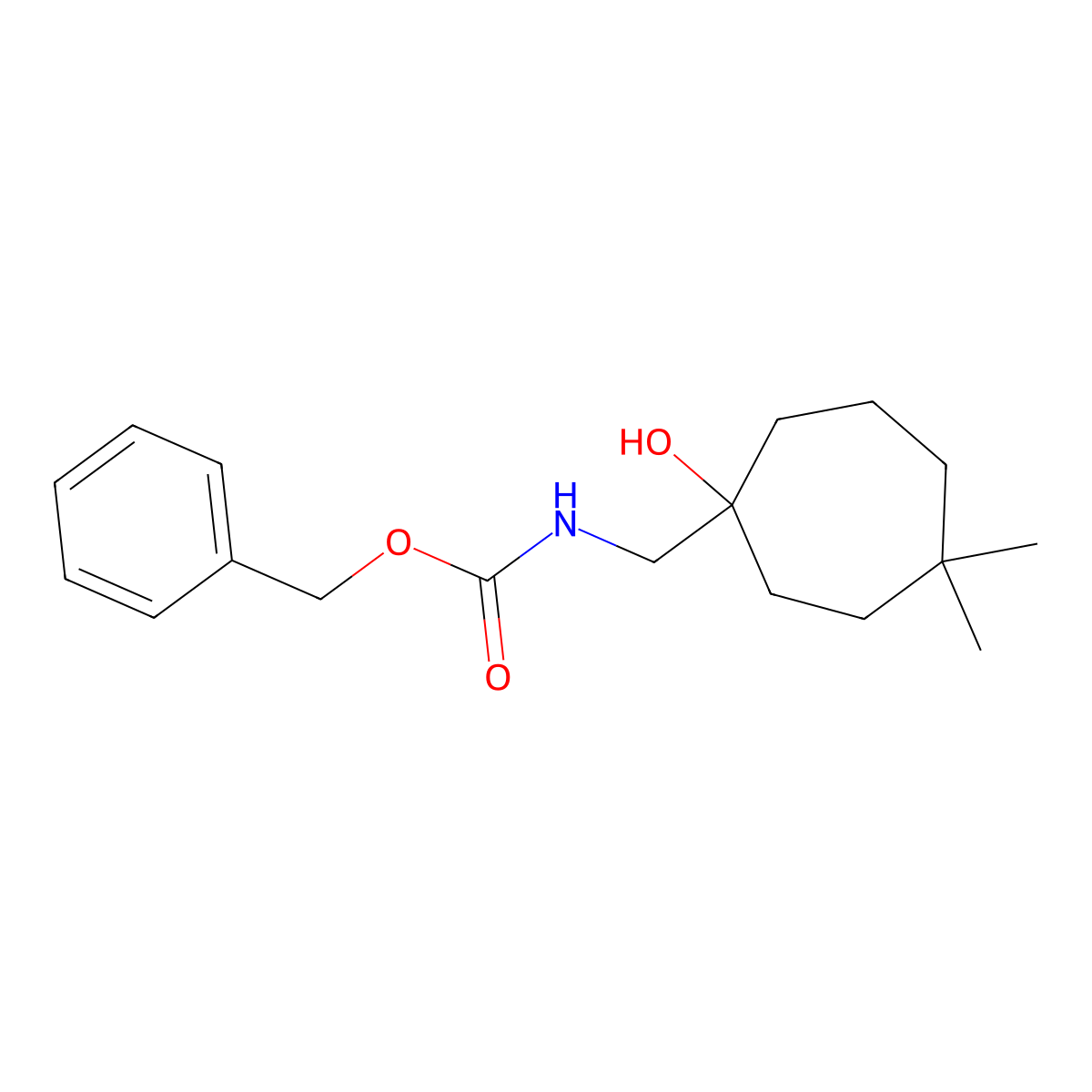 benzyl N-[(1-hydroxy-4,4-dimethylcycloheptyl)methyl]carbamate molecular structure, CAS 2680691-73-8
