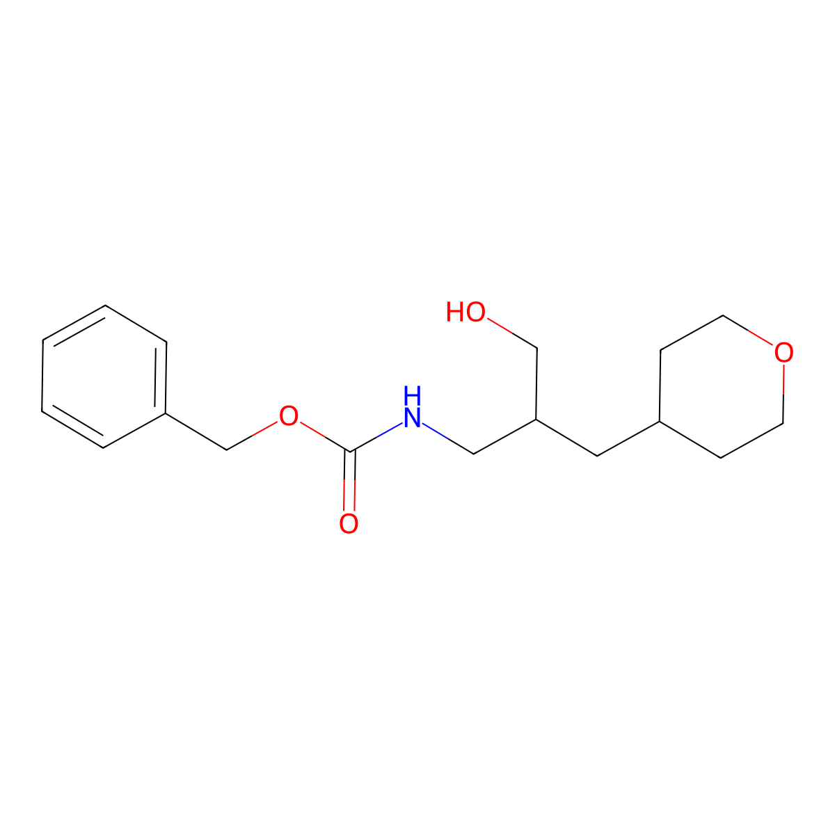 benzyl N-{3-hydroxy-2-[(oxan-4-yl)methyl]propyl}carbamate molecular structure, CAS 2680691-74-9