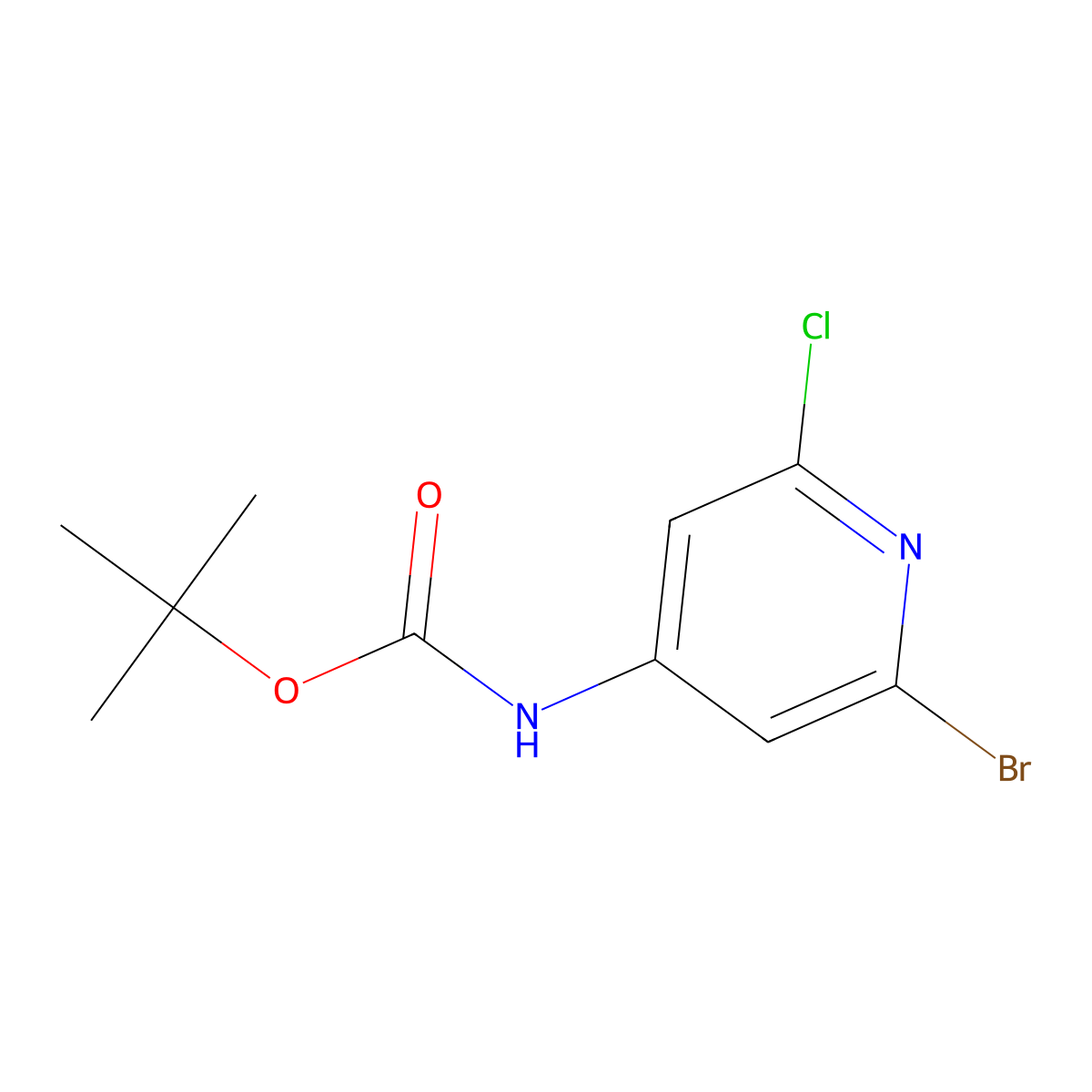 tert-butyl N-(2-bromo-6-chloropyridin-4-yl)carbamate molecular structure, CAS 2680691-77-2