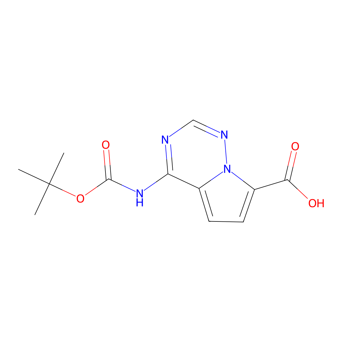 4-{[(Tert-butoxy)carbonyl]amino}pyrrolo[2,1-f][1,2,4]triazine-7-carboxylic acid molecular structure, CAS 2680691-80-7