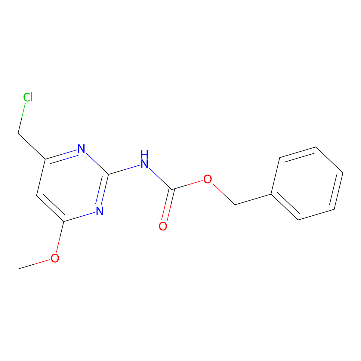 benzyl N-[4-(chloromethyl)-6-methoxypyrimidin-2-yl]carbamate molecular structure, CAS 2680691-89-6