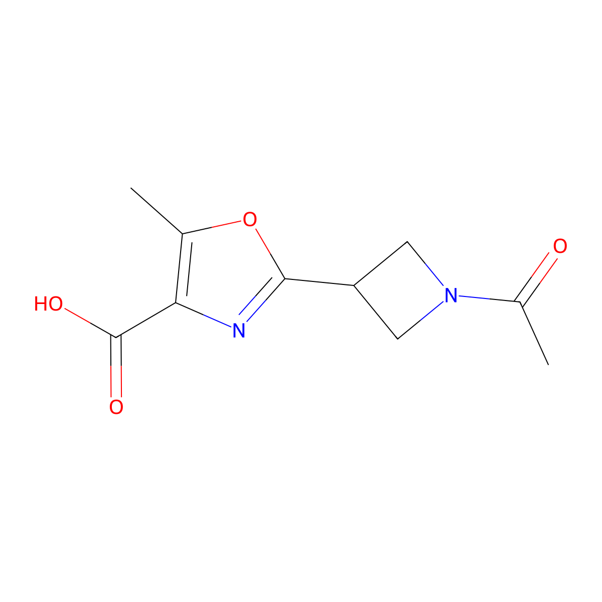2-(1-Acetylazetidin-3-yl)-5-methyl-1,3-oxazole-4-carboxylic acid molecular structure, CAS 2680691-94-3