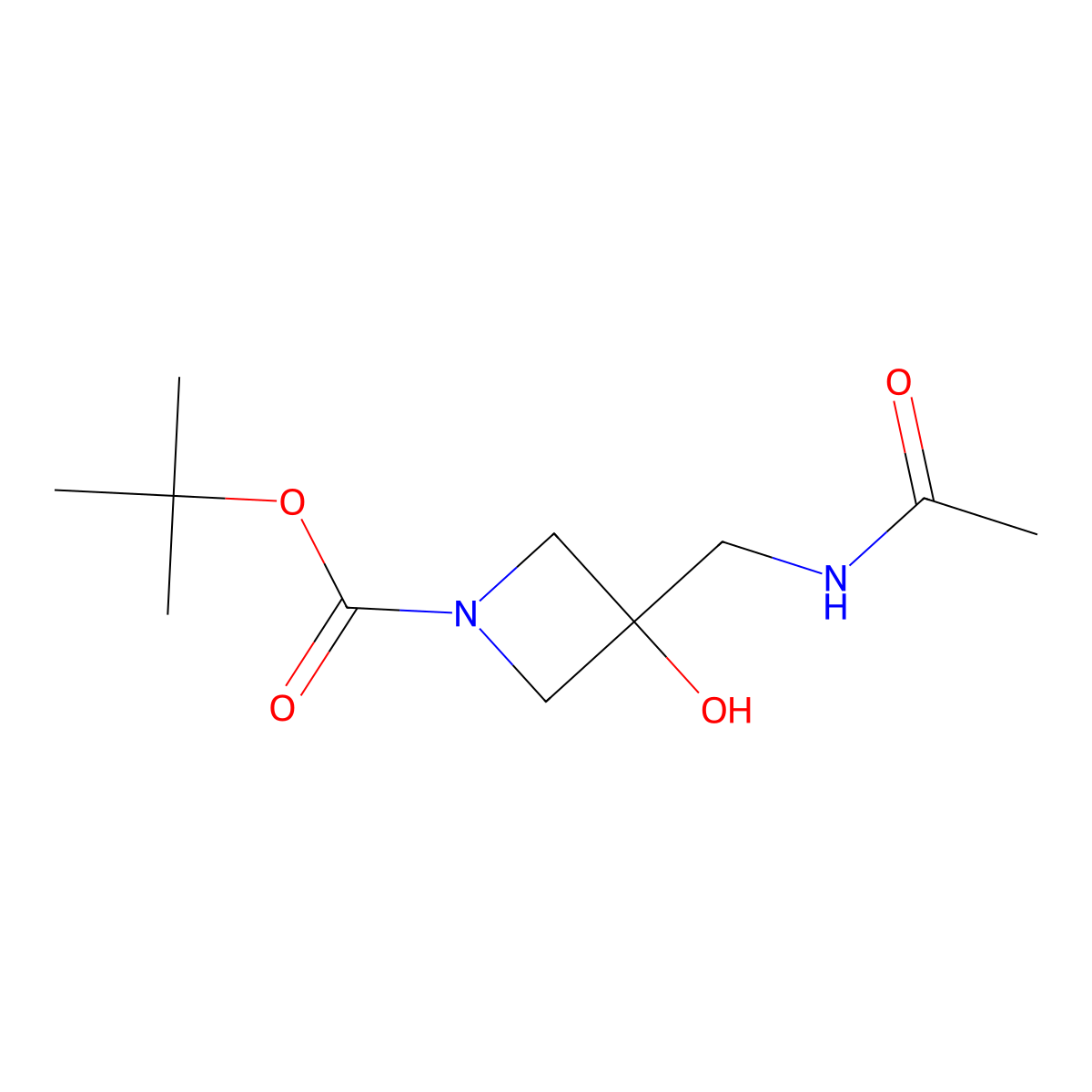 Tert-butyl 3-(acetamidomethyl)-3-hydroxyazetidine-1-carboxylate molecular structure, CAS 2680691-96-5