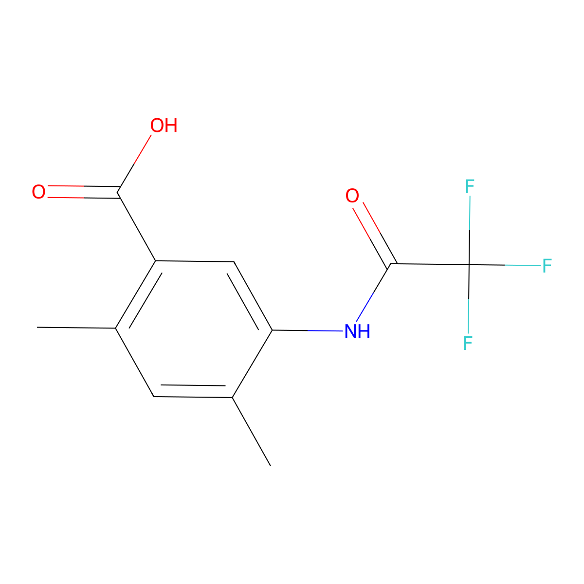 2,4-Dimethyl-5-(trifluoroacetamido)benzoic acid molecular structure, CAS 2680691-98-7