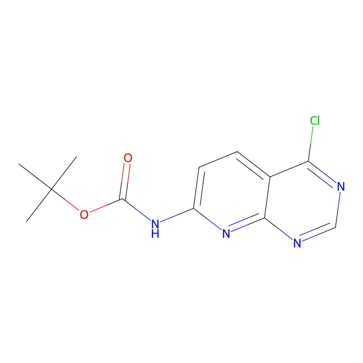tert-butyl N-{4-chloropyrido[2,3-d]pyrimidin-7-yl}carbamate molecular structure, CAS 2680692-06-0