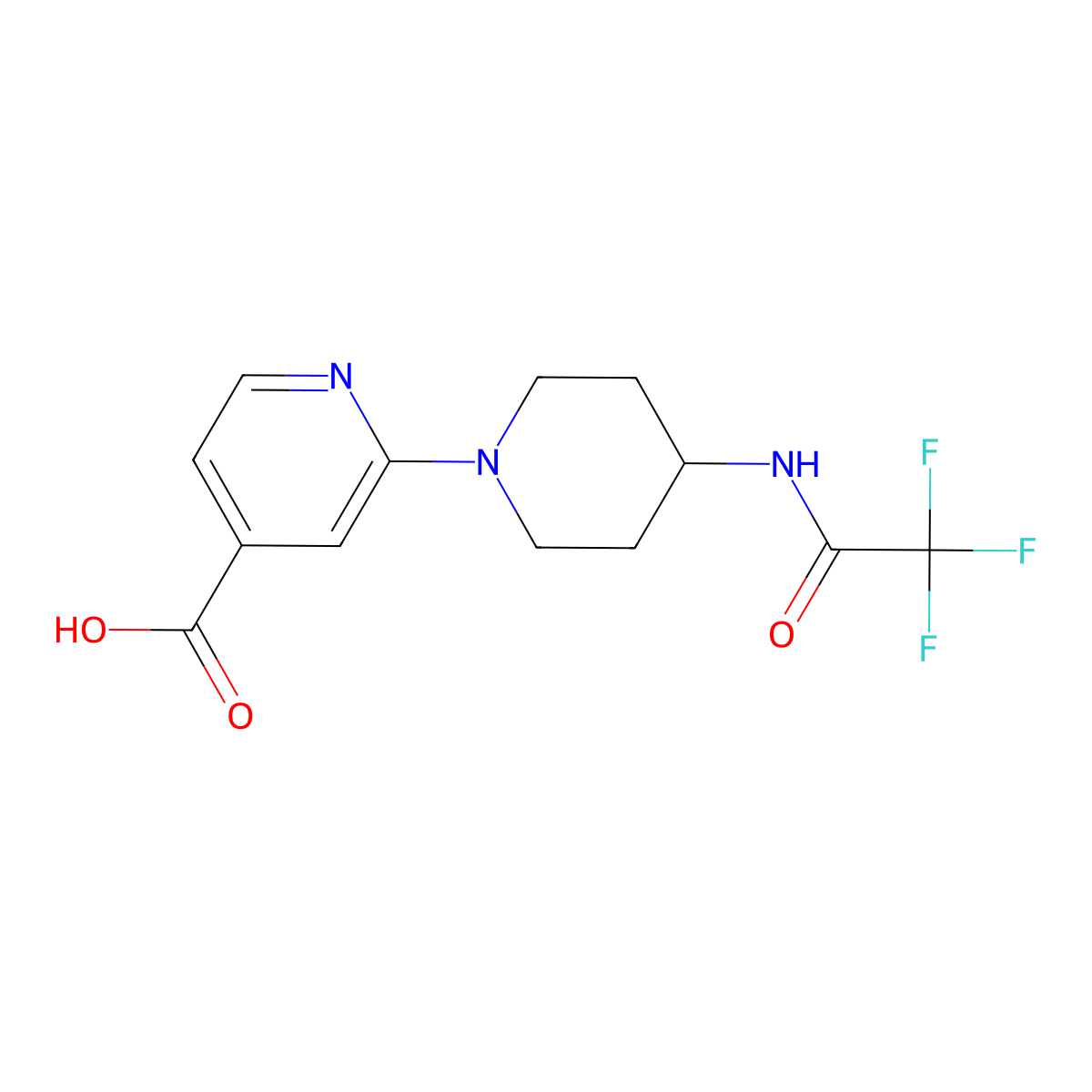 2-[4-(2,2,2-Trifluoroacetamido)piperidin-1-yl]pyridine-4-carboxylic acid molecular structure, CAS 2680692-09-3
