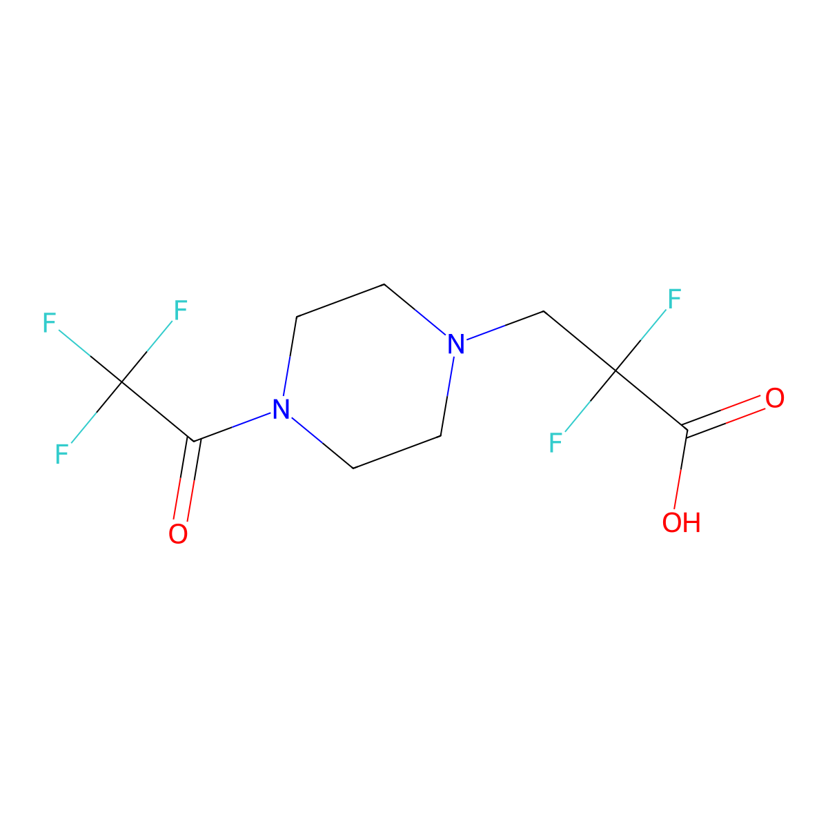 2,2-Difluoro-3-[4-(2,2,2-trifluoroacetyl)piperazin-1-yl]propanoic acid molecular structure, CAS 2680692-11-7