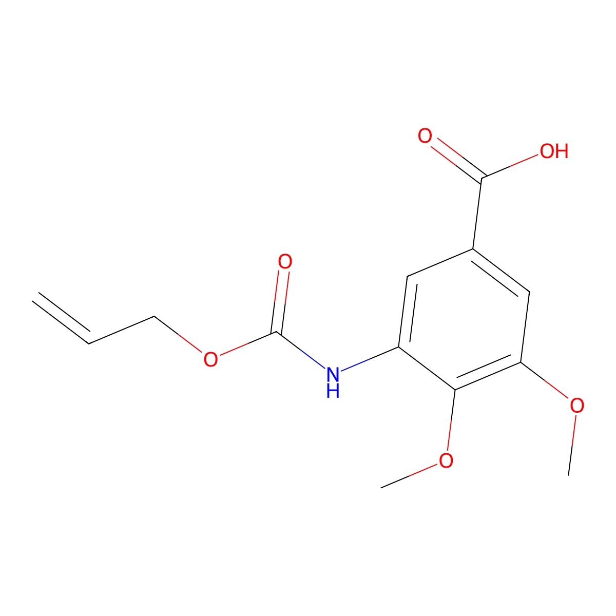 3,4-Dimethoxy-5-{[(prop-2-en-1-yloxy)carbonyl]amino}benzoic acid molecular structure, CAS 2680692-16-2