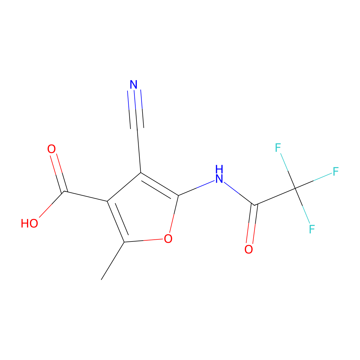 4-Cyano-2-methyl-5-(2,2,2-trifluoroacetamido)furan-3-carboxylic acid molecular structure, CAS 2680692-19-5