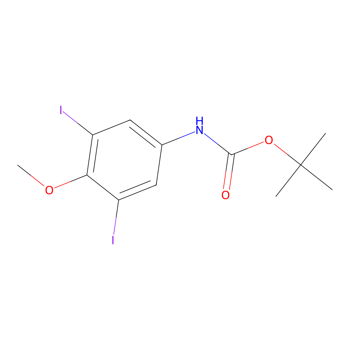 tert-butyl N-(3,5-diiodo-4-methoxyphenyl)carbamate molecular structure, CAS 2680692-29-7
