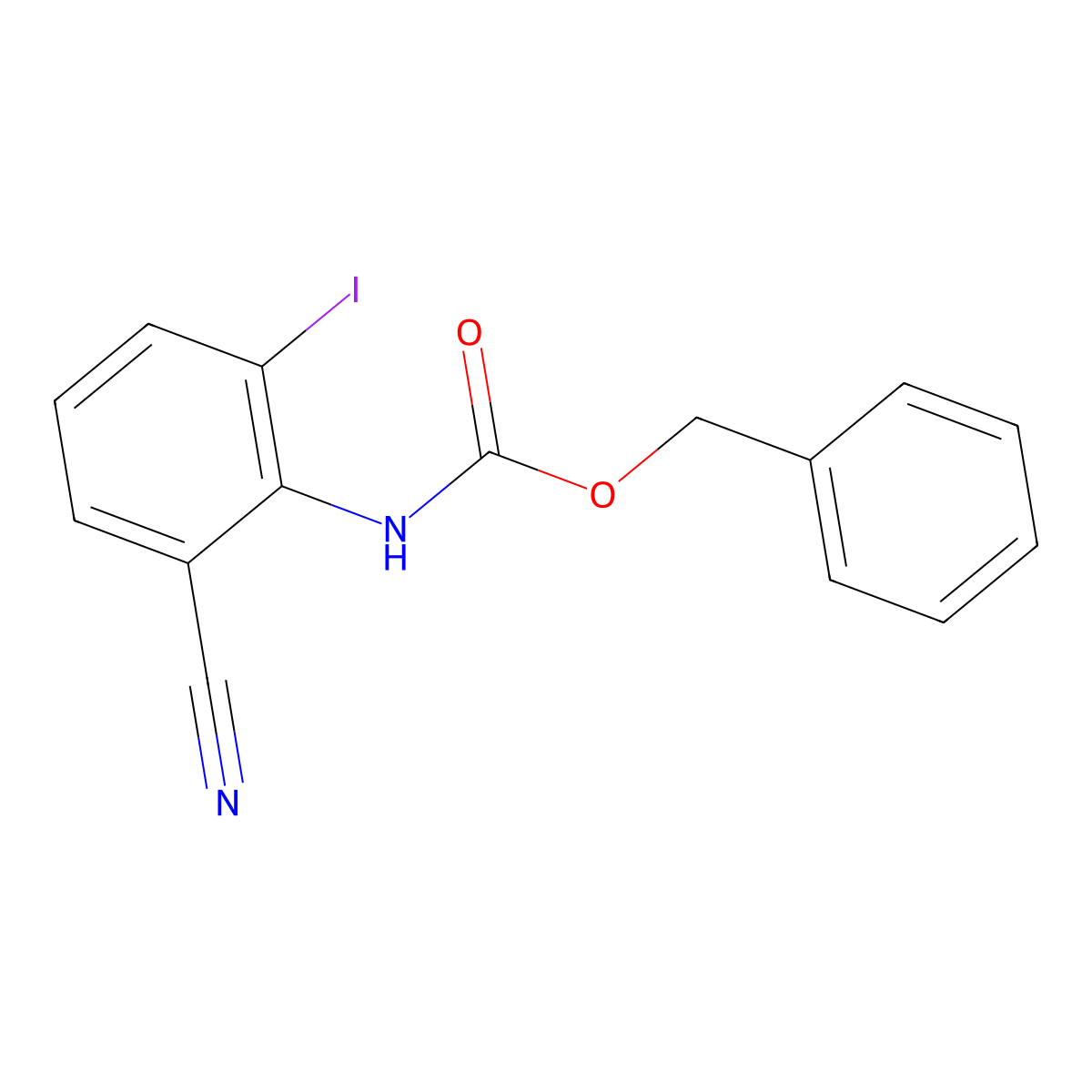 benzyl N-(2-cyano-6-iodophenyl)carbamate molecular structure, CAS 2680692-30-0