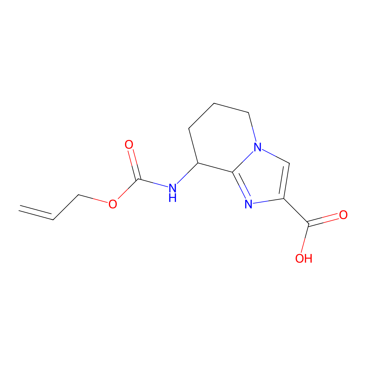 8-{[(prop-2-en-1-yloxy)carbonyl]amino}-5H,6H,7H,8H-imidazo[1,2-a]pyridine-2-carboxylic acid molecular structure, CAS 2680692-34-4