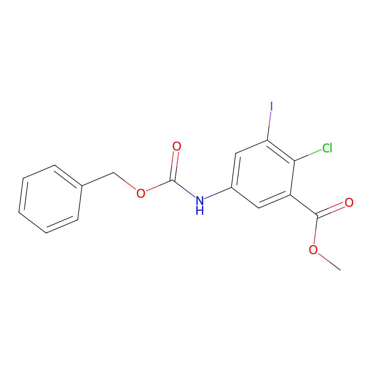 Methyl 5-{[(benzyloxy)carbonyl]amino}-2-chloro-3-iodobenzoate molecular structure, CAS 2680692-35-5