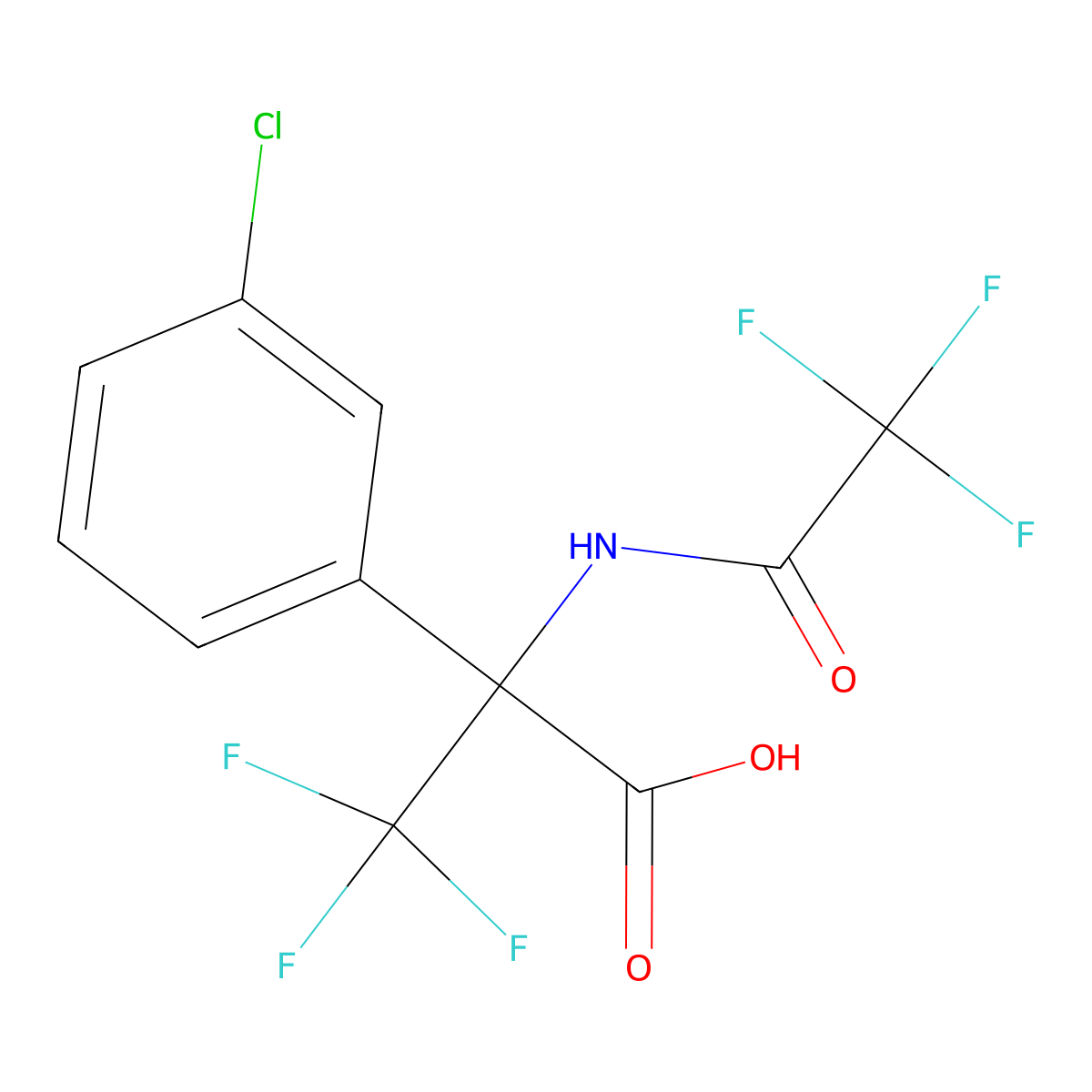 2-(3-Chlorophenyl)-3,3,3-trifluoro-2-(2,2,2-trifluoroacetamido)propanoic acid molecular structure, CAS 2680692-36-6